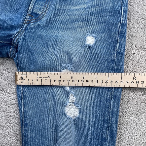 Levis 501 Jeans Womens 24x30 Blue Distressed Denim Button Fly High‎ Rise Pants - Picture 8 of 16